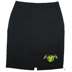 Sourpuss Retro Black Vixen Zombie Bat Skirt Pencil Halloween Horror RARE NWT